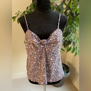 Pink Rose Grape Floral Top Size L